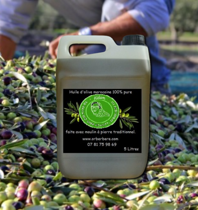 Huile d'olive marocaine 100% pure, non filtrée "Dernière récolte" 5Litres